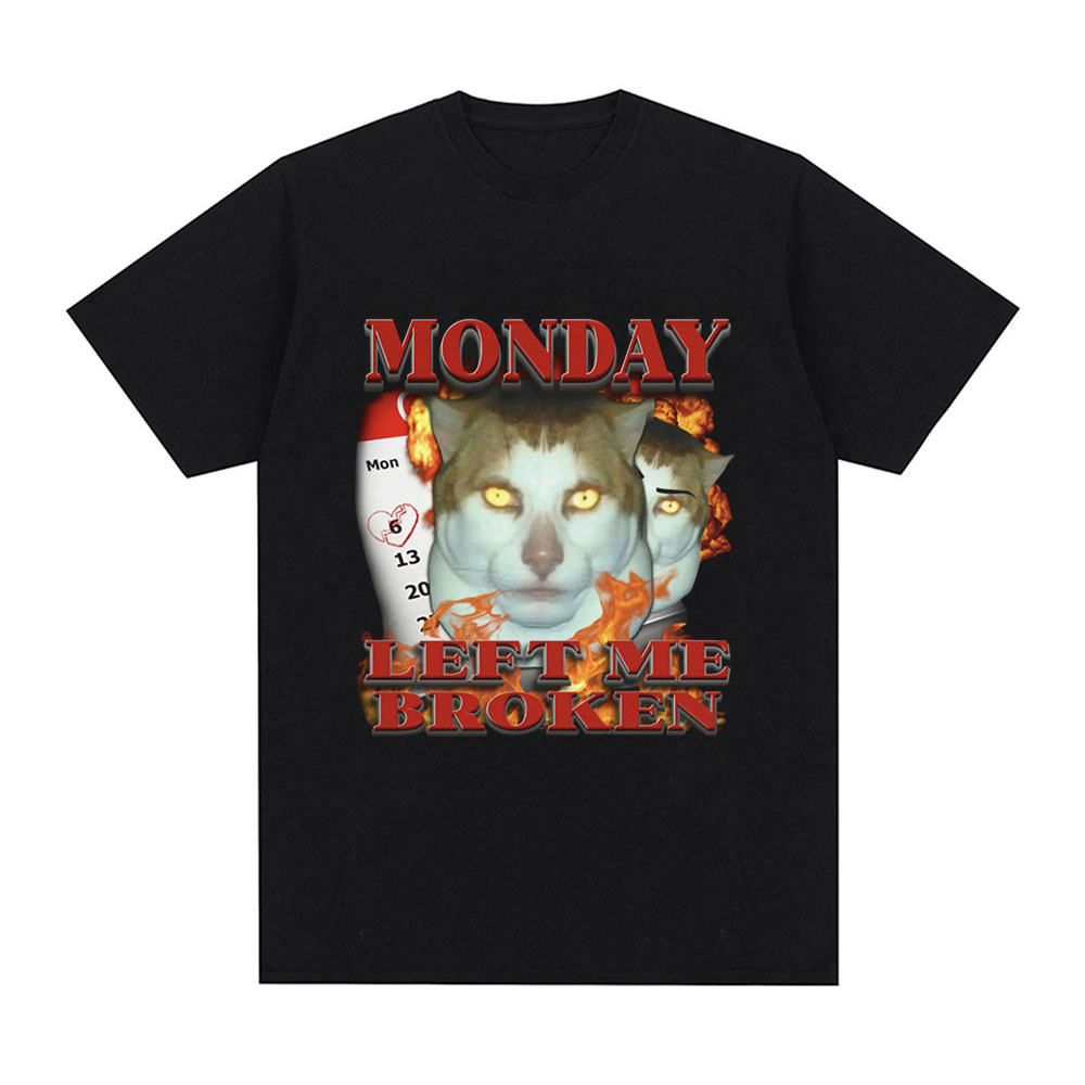 Retro Gaming Shirt - Funny Monday Left Me Broken Cat
