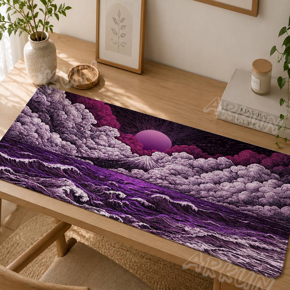 Purple Ukiyo-e Mount Fuji Ocea - Mouse Gaming Retro recension och pris